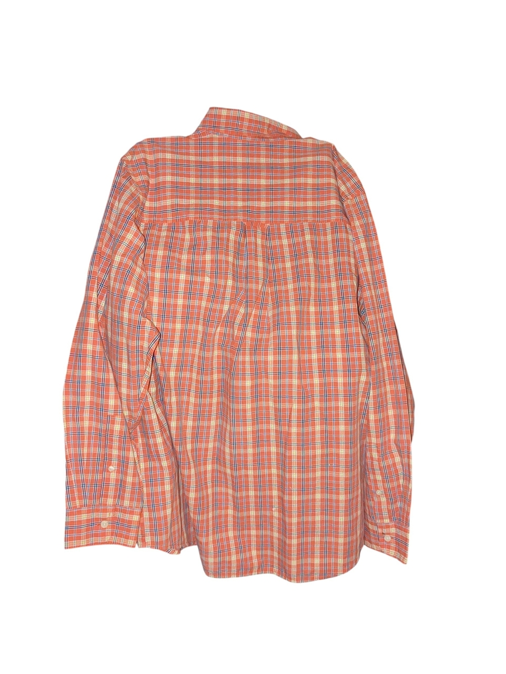 Chaps Orange Plaid Button-Down Shirt with Blue Accent Size Large - Picture 2 of 4